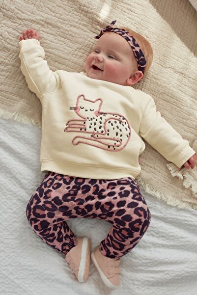 Next Baby Cotton Leopard Animal Patterned 4-Piece Top and Bottom Set