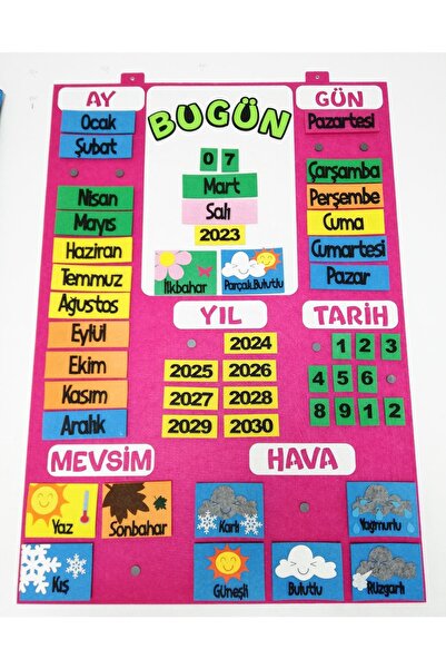 keçeli dünyam Takvim Interaktif - Fuşya (KEÇE EĞİTİM MATERYALİ)