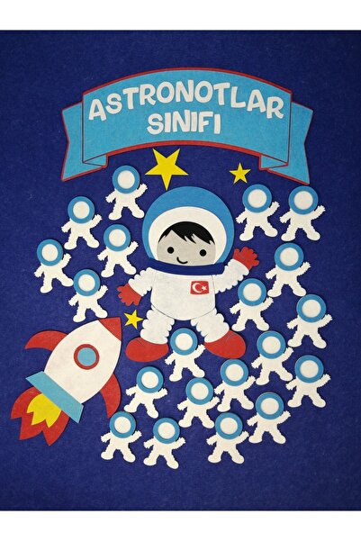 keçeli dünyam Sınıf Mevcudu Panosu Astronotlar Sınıfı (Keçe Kumaştan Eğitim Materyali)