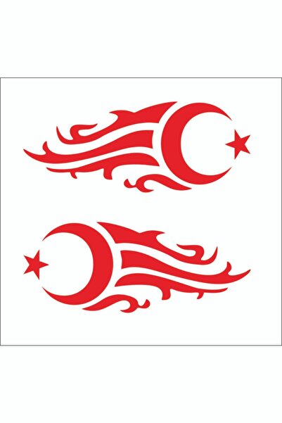 Sticker Fabrikası ملصق هلال ونجمة علم تركي قطعتين (20x8 سم) 00929