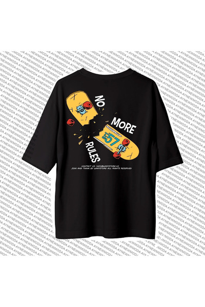 aynewmoda No More Rules Printed Crew Neck Oversize T-Shirt
