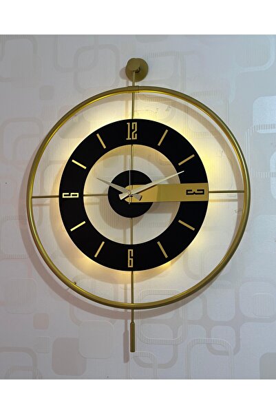 Pey Aksesuar Metal Camlı Duvar Saati (60X80 CM BÜYÜK BOY) Işıklı Gerçek Cam M...
