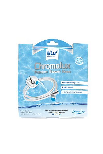 Blu Intelligent Health Solutions Blu Chromolux Shower Hose, Blu Ionic Shower Filter Handheld Shower Hose, 150Cm Long (59 Inch)