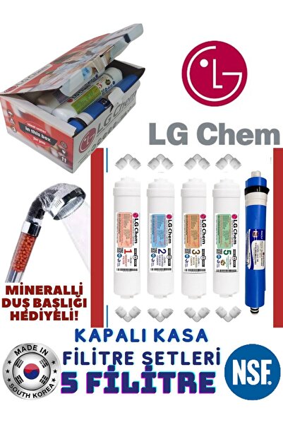 LG Chem 5 Filitreli Orjinal Kutusunda. Duş Başlığı Hediyeli Kapalı Kasa Su Arıtma Cihazı Filitresi Seti.