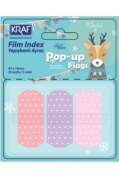 KRAF Transparent Polka Dot Pop-Up Film Index - 6 Colors x 20 Sheets, 42x19mm
