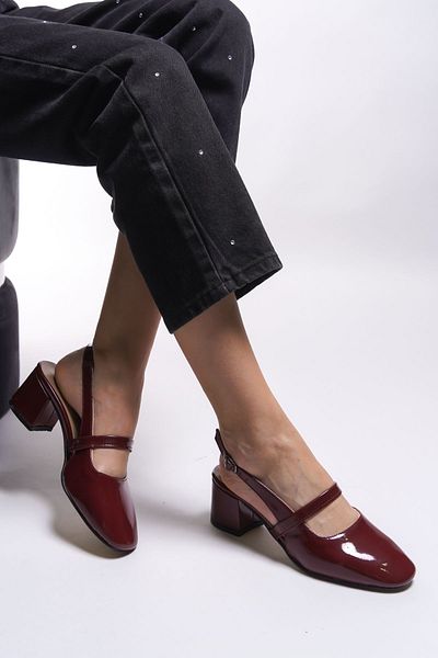 Riccon Pantofi cu toc pentru femei Linnorel Claret din piele lacuita - 0012109