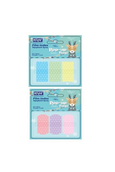 KRAF Transparent Polka Dot Pop-Up Film Index - 6 Colors x 20 Sheets, 42x19mm