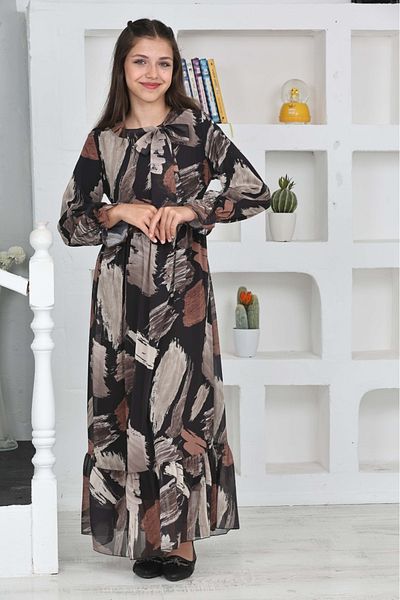 Asortik Kids Rochie hijab căptușită din bumbac din țesătură șifon pentru fete