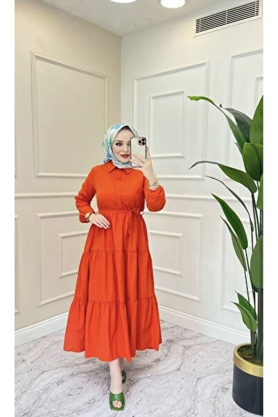 BRM Kadın Standart Yaka Düğmeli Elbise