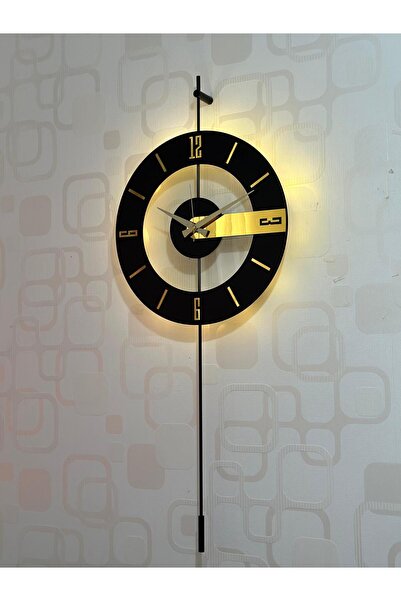 Pey Aksesuar Metal Camlı Duvar Saati (40x90 cm) Işıklı Gerçek Cam Duvar Saati...