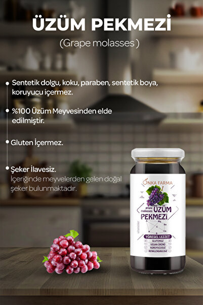 OnkaFarma Onka Farma Doğal Üzüm Pekmezi 315 gram Katkısız Koruyucusuz %100 Saf