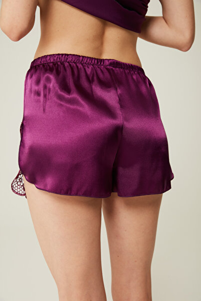 Genel Markalar Saten Şort Dantel Detaylı Belinda Short Purple