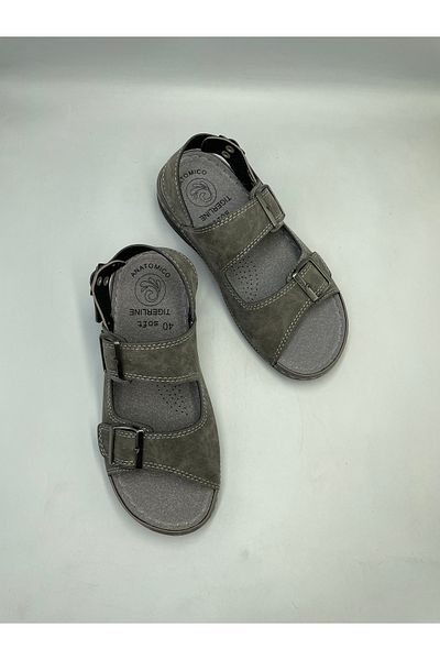 DR KLOMPA Men's Comfortable Gray Sandals Orthopedic Sole