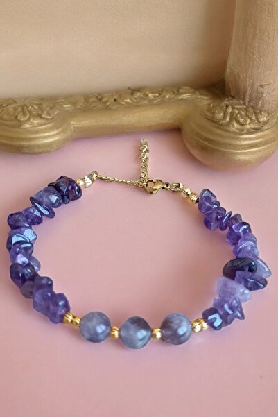 MGA DOĞAL TAŞ Ametist Taşı Bileklik Dorika Bileklik Kırıktaş Bileklik Gerçek ...