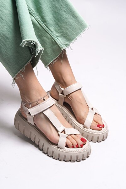 Riccon Lelaluma Kadın Sandalet 0012620 Bej Cilt