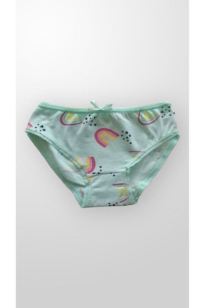 elmas kids Lenjerie de corp din bumbac pentru fete, cu model curcubeu, verde, 2 piese - chiloți