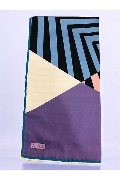Akel Eșarfă cu dungi colorate Alpha Twill - 95 x 95