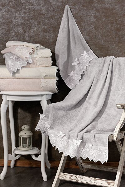 Nazik Home 3D Butterfly Embroidered Katre Face Towel - 50 x 90 cm