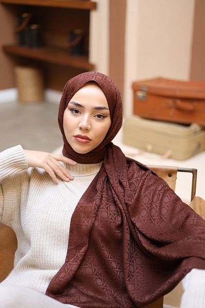 Silk Home Deluxe Jacquard Shawl - Chocolate Brown Color