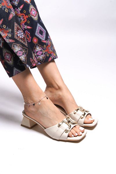 Riccon Kiavriah Damen-Slipper mit Absatz -001211 Hautfarbe