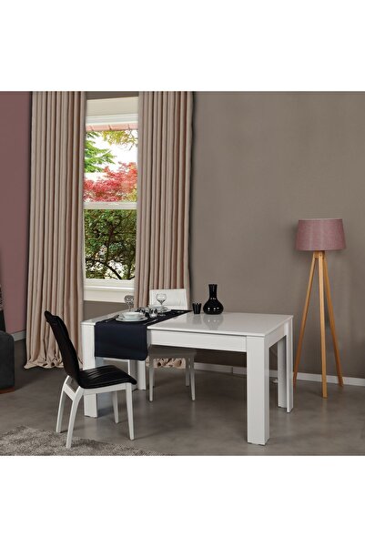 PASİFİC HOME Bois Açılır Yemek Masası ,Parlak Beyaz