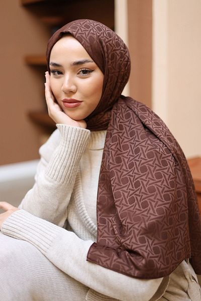 Silk Home Deluxe Jacquard Shawl - Red Brown