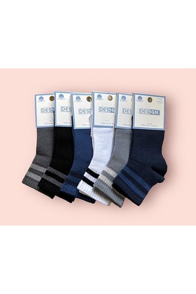 Design Socks Κάλτσες αγορίστικες ριγέ μποτάκια 6 πακέτο