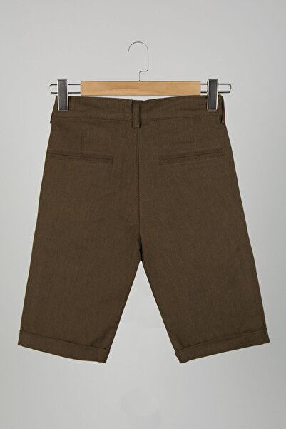 Terapi Men Erkek Ahşap Kahve Slim Fit Keten Şort