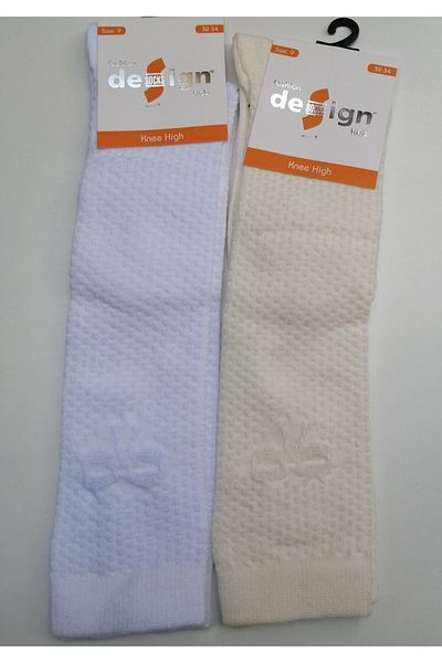Design Socks Детски бели шарени чорапи до коляното от 2 части