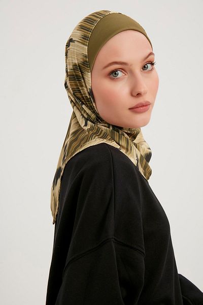 Saless Green Patterned Large Size Non-Slip Bandana - 100% Cotton Comfortable and Practical for Shawl and under Scarf