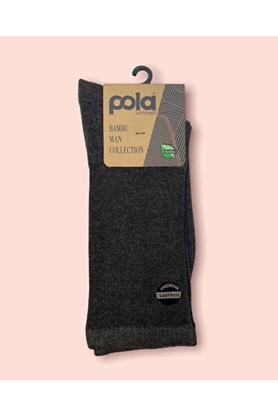 Pola Erkek Füme Bambu Dikişsiz Kışlık Lastiksiz Diyabet (şeker) Çorabı