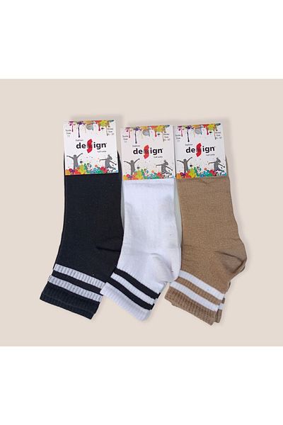 DESİGNS SOCKS Дизайнерски унисекс детски чорапи с асорти райета, 3 части