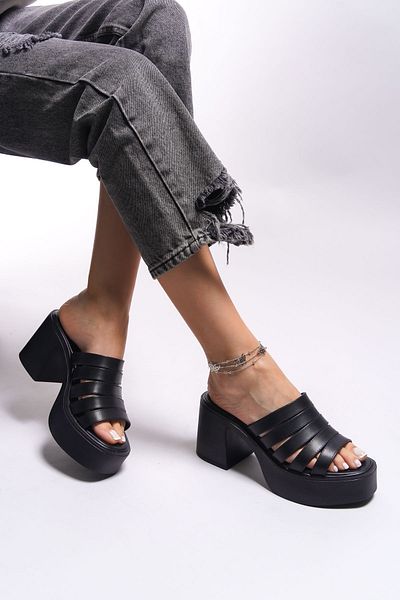 Riccon Papuci de damă cu toc Ceerairli 0012500   Negru