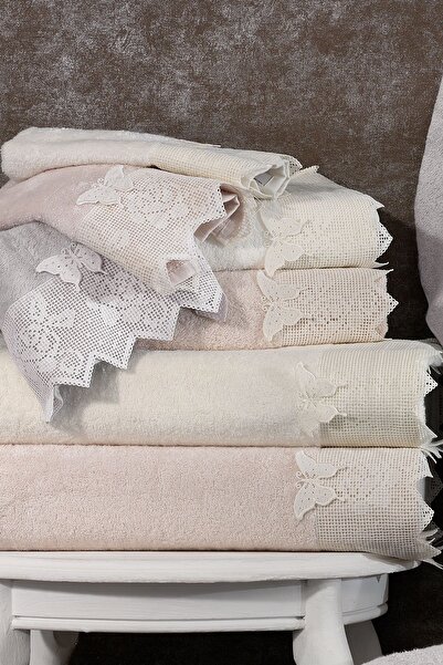Nazik Home 3D Butterfly Embroidered Katre Face Towel - 50 x 90 cm