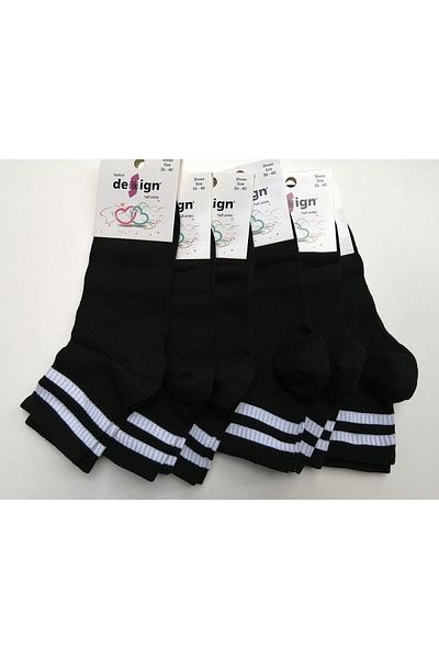 Design Socks Дамски раирани чорапи до глезена, 6 броя