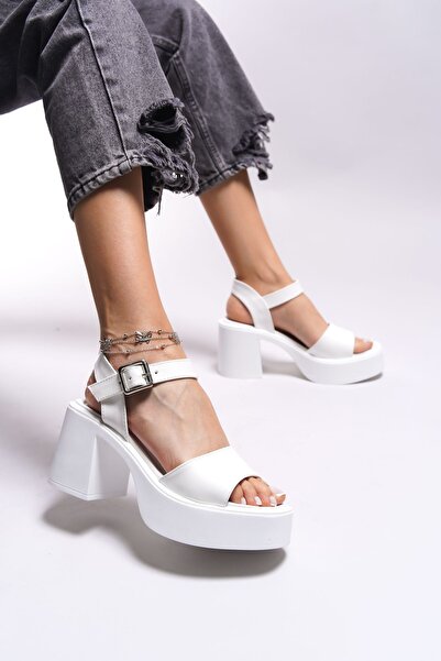 Riccon Thirevne dámské sandály na podpatku0012502Sand White