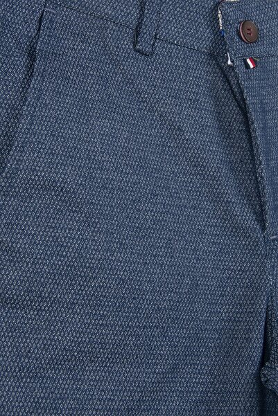 Terapi Men Erkek Mavi Slim Fit Keten Şort