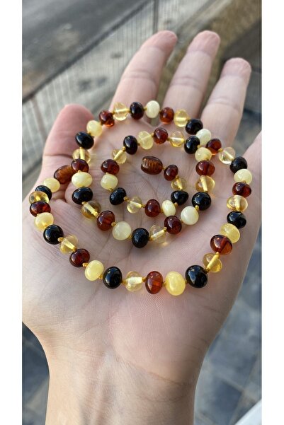 KEHRİBAREVİ KARAMAN Kehribar Kolye Damla Kehribar Yetişkin Multicolor Gerdanlık Kolye
