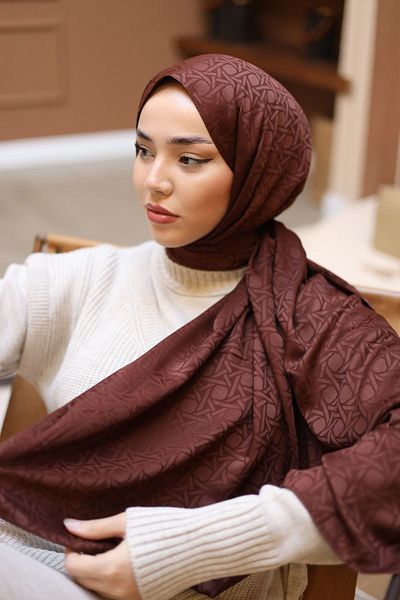 Silk Home Deluxe Jacquard Shawl - Chocolate Brown Color