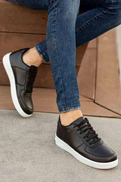 BOUIS Pánské ležérní tenisky s tlustou podrážkou Šněrovací černo-bílé Pohodlné lehké sportovní boty