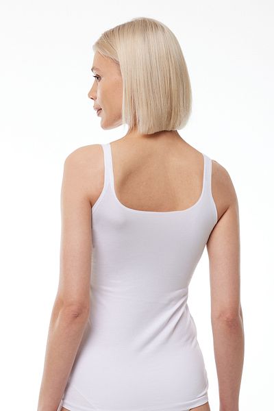 Malabadi White Modal Tank Top - Thin Strap and Open Back, Women's 1034