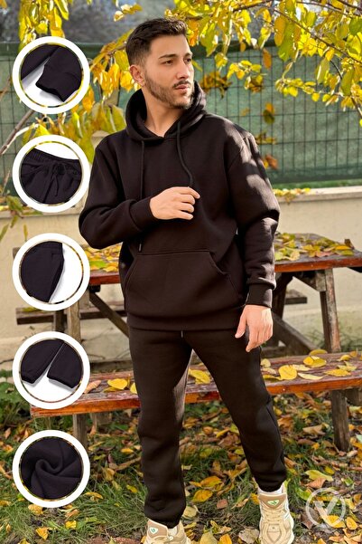 YAKAMEL Set de trening negru OB Comfort cu glugă, buzunar cangur și pantaloni...