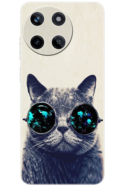 realme 11 (RMX3636) Uyumlu Kılıf Desen Baskılı Silikon Gözlüklü Kedi STK:236 ...