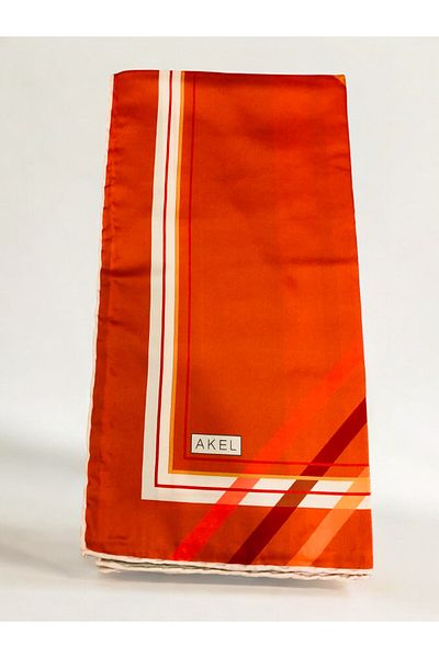 Akel Φουλάρι Alpha Twill με ριγέ ζιγκ-ζαγκ μοτίβο 95x95 cm