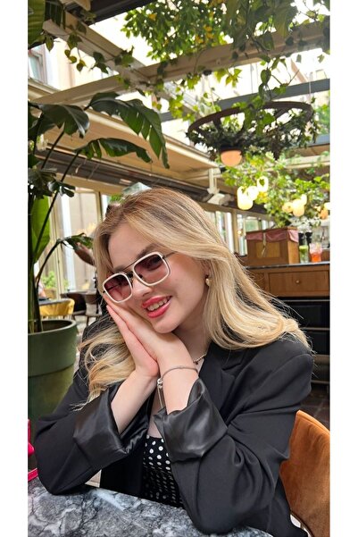 LOOKUP NEW Unisex Kadın Erkek Uv400 Korumalı Dikdörtgen Kare Krem Kahverengi ...