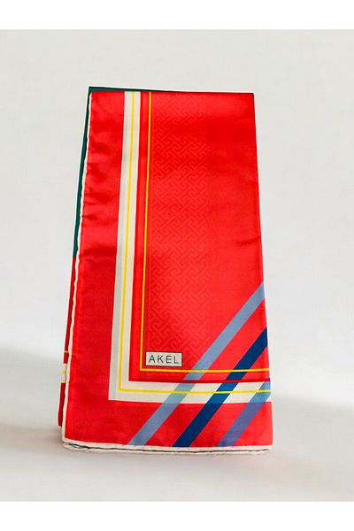 Akel 95x95 cm Striped Zigzag Patterned Alpha Twill Scarf