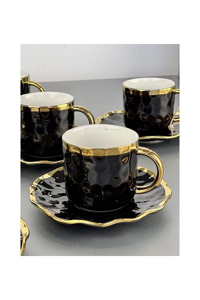 AROW Luxury Porcelain 6-Piece Strike Cup Set Black