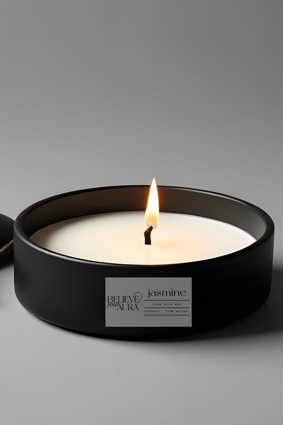 Believe Your Aura Yasemin Kokulu Mum - %100 Doğal Soya Mumu 3 Fitlli Aromater...