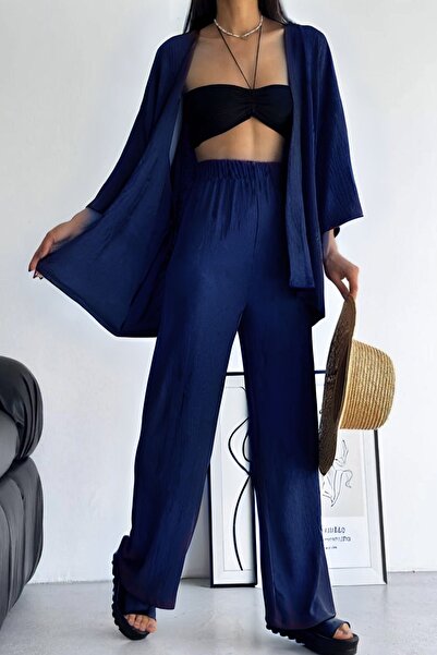 YAKAMEL Kimono Palazzo cu picior larg și set de top - Femei