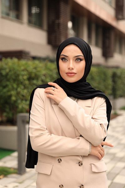 Organic Scarfs Hijab Combed Cotton Shawl Hijap Model - Μαύρο TYC 00355923686